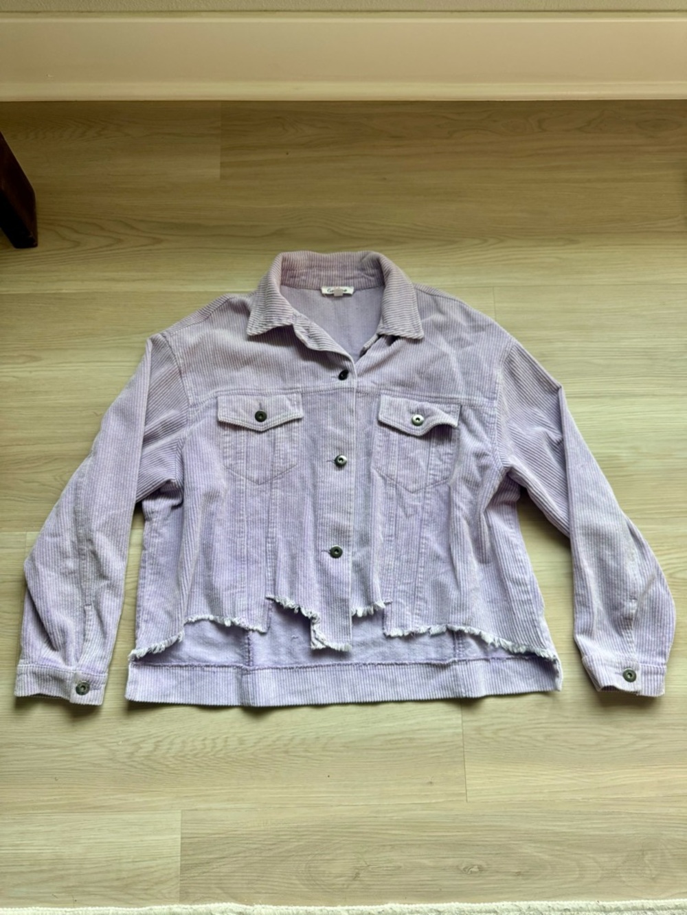 GeeGee Purple Corduroy Jacket with Distressed Hem - Size Small